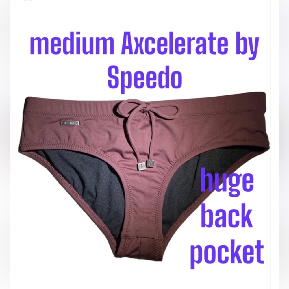 By Speedo Huge Pocket Axcelerate Bikini zip pocket drawstring Sports brown